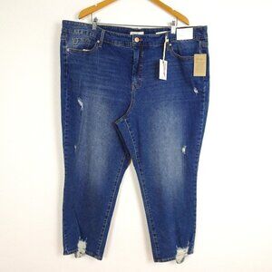 Jessica Simpson Slim Straight Jeans Plus Size 24W Blue Denim Distressed